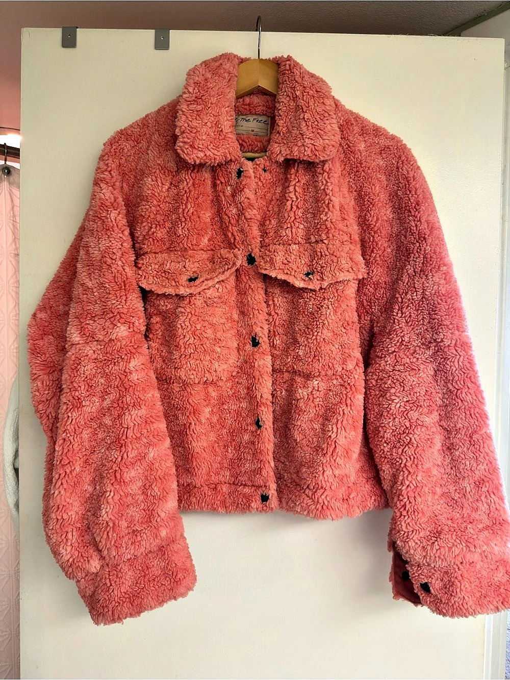 Free People Ruby Jacket Coral Pink Teddy Jacket